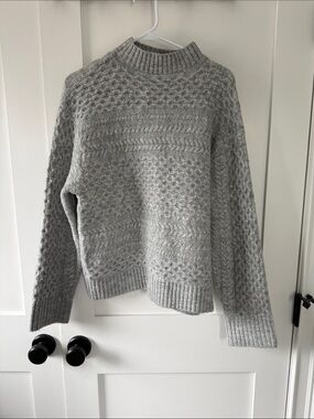 Pink Lily Gray Cable Knit Turtleneck Sweater